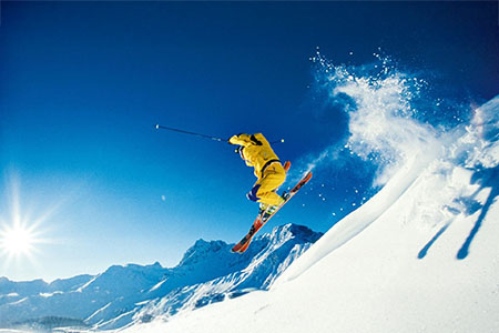 Man downhill skiing