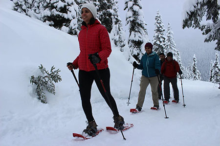 Group snowshoeing